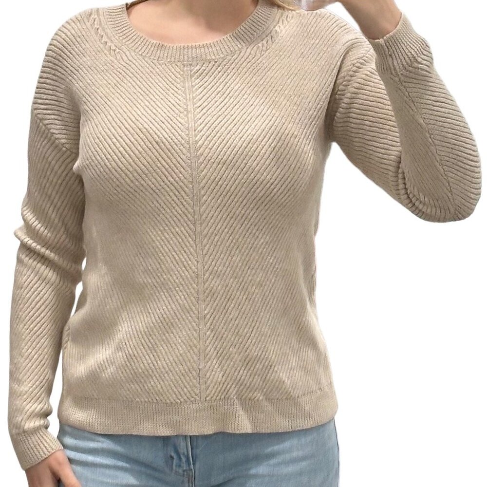 Aritzia Wilfred Free Isabelli Merino Wool Sweater in Heather Birch Beige Size S